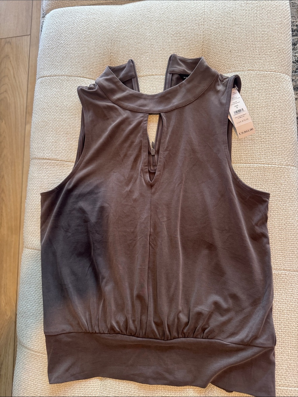 White House Black Market Sleeveless Keyhole Tank Top - Brown